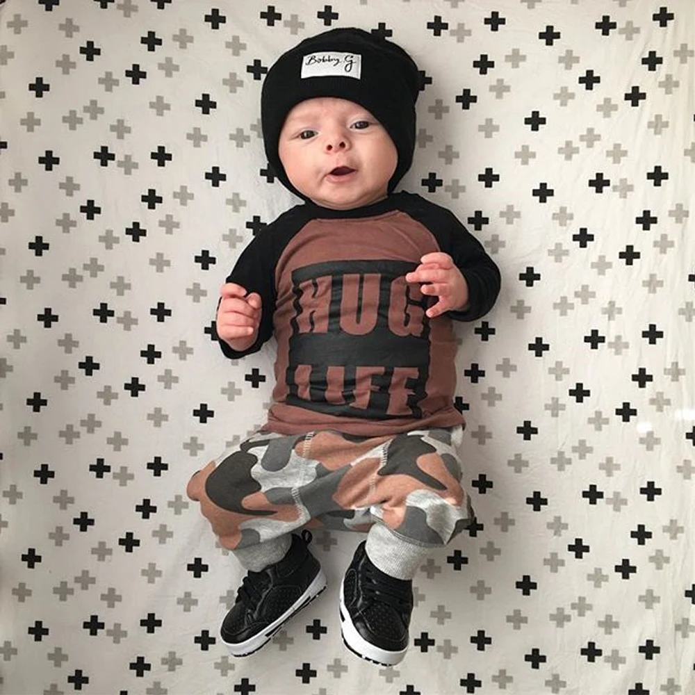 0-24months, комплект для новорожденных, комплект одежды для маленьких мальчиков, футболка с принтом с буквами для мальчиков, камуфляжные