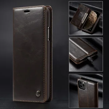 

Luxury Leather Case For iPhone 11 Pro Max XS XR 6 7 8 Plus Magnetic Wallet Flip Stand Cases For iPhone 11 Durable Handmade Cover
