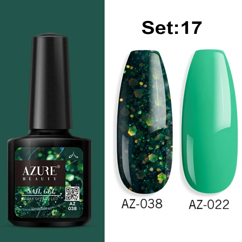 Azure beauty 2 шт./лот зеленый цвет серии УФ набор гель-лаков для ногтей длительный салонный лак для ногтей долговечный блестящий гель - Цвет: 17