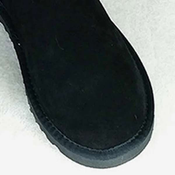 Genuine Leather Women Winter Boots Snow Boots Women Warm Shoes Solid Fur Shoes Female Ankle Boots Round Toe Casual Shoes DE - Color: Black Boots