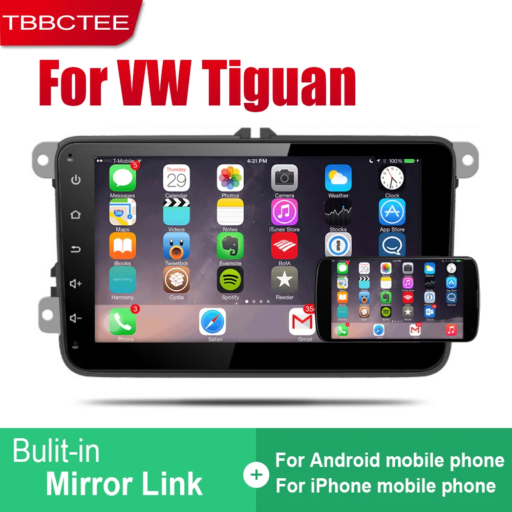 TBBCTEE Авто Радио 2 Din Android автомобильный плеер для Volkswagen VW Tiguan 2007~ gps Навигация BT Wifi карта мультимедийная система
