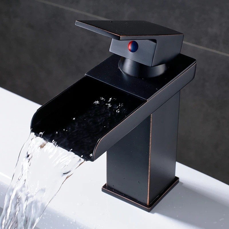 FUNN-кран для раковины для ванной комнаты, медные раковины для раковины, смеситель для холодной и горячей воды, кран для водопада, крепление для раковины с одной ручкой