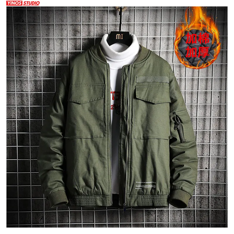 

Dropshipping Jacket Winter Warming Cotton Coats 2020 Male Outwear Solid Tactical Tops Mens Thicken Baseball Jacket
