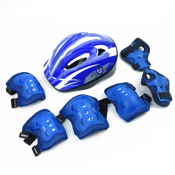 

7pcs Kid Helmet Kits Child Roller Skating Bike Helmet Knee Wrist Guard Elbow Pad Set Safety Headpiece Protection Gear
