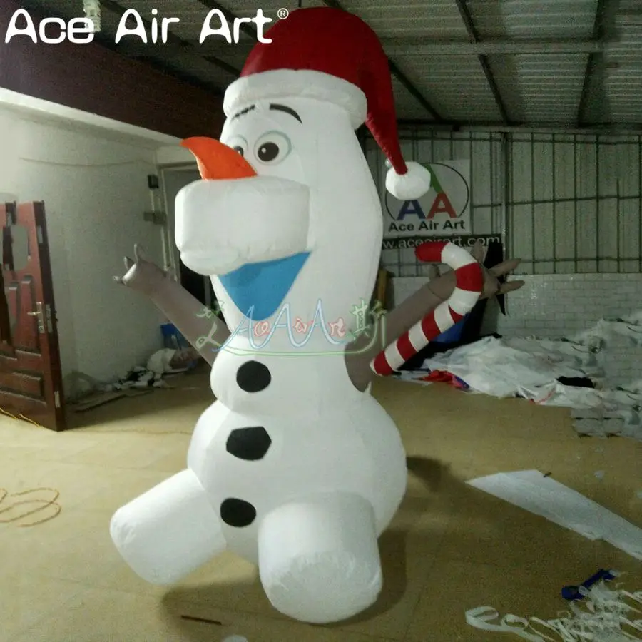 White LED lightening Olaf model snowman replica for Christmas inflatable olaf with free blower for