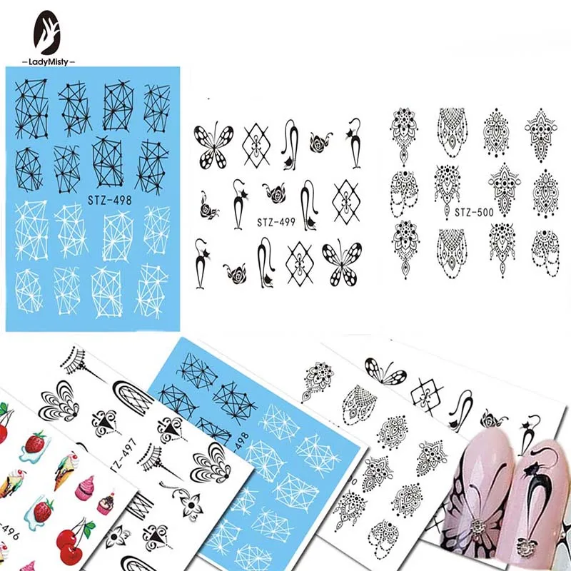 LadyMisty 3 шт наклейки для ногтей s водяные переводные наклейки Стразы и украшения дизайн ногтей инструменты