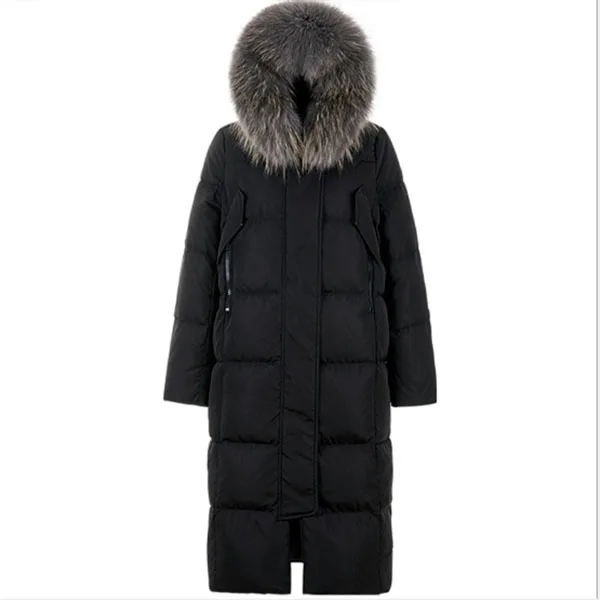 

women Medium and long lightweight down jacket Hooded Fur Collar Winter Down Coat Jacket Long Thick Warm female coats Plus size