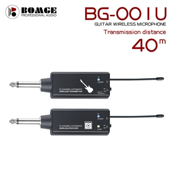 

BOMGE UHF Guitar Wireless System Transmitter Receiver for Guitar Rechargeable Lithium Battery 40M Transmission Range