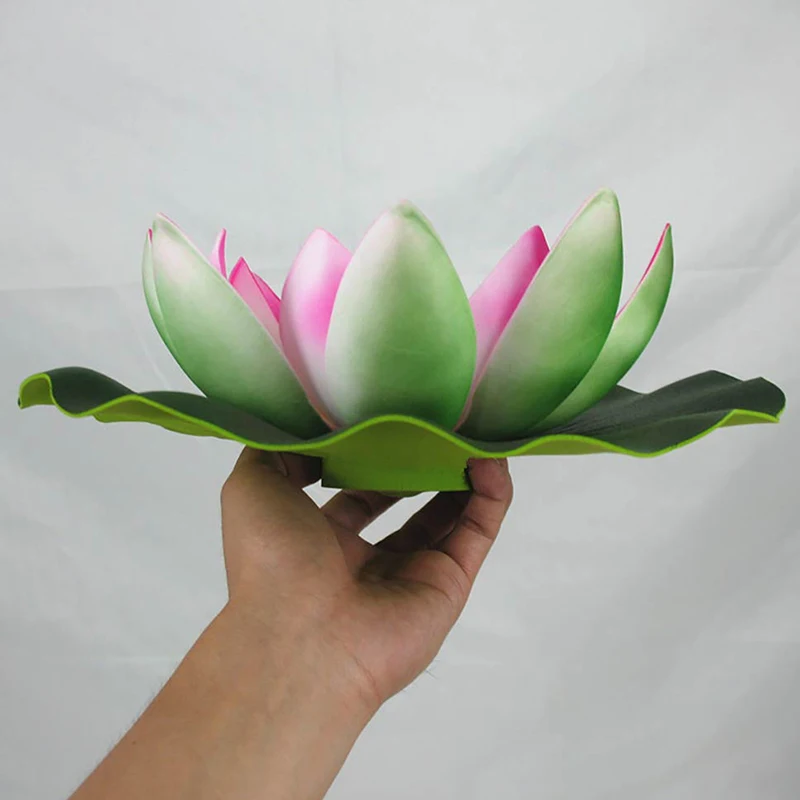 2PCS Solar Powered LED Lotus Flower Lamp Water Resistant Outdoor Floating Pond Night-Light for Garden Pool party Garden Decor