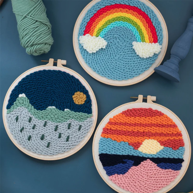 Sunrise and Moon Night декорации удар иглы Набор для вышивания DIY Punchneedle Набор для вышивки крестом для начинающих Мода украшение подарок