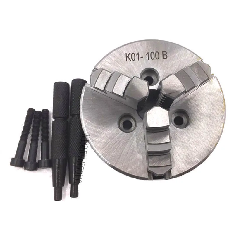 

3 Jaws Manual Lathe Chuck K01-100B 100mm 3-M6 Hardened Steel for Wood Lathe