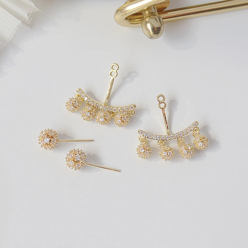 Bohemia Romantic Tassel Golden ball Earrings for Women 14k Real Gold Zirconia Stud Earrings Wedding Jewelry Pendant Accessories - Image 6