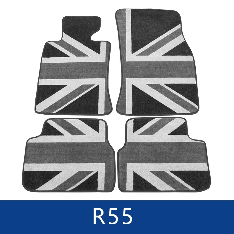 4 шт., Автомобильный дизайн напольные украшения коврики для MINI ONE COOPER S F54 F55 F56 F57 R55 R56 R57 R60 R61 автомобильный коврик аксессуары для интерьера - Название цвета: R55-Black grey