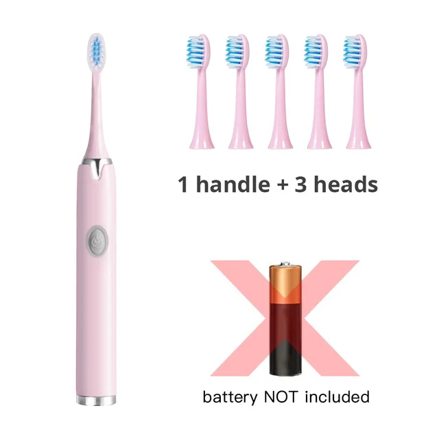 Ultrasonic Electric Toothbrush Wireless Charging for Adult IPX7 Waterproof Replacement Heads Whitening Teeth Timer Smart Brush 6 Heads PK Battery