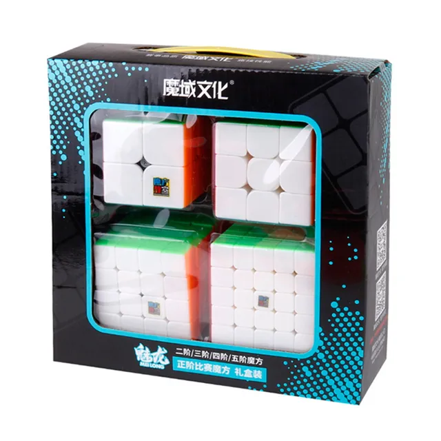 4pcs Speed Cube Set Moyu MofangJiaoshi 2x2 3x3 4x4 5x5 Meilong Magic Cube pyramid skew Megaminx SQ1 Packing Educational Toys 5