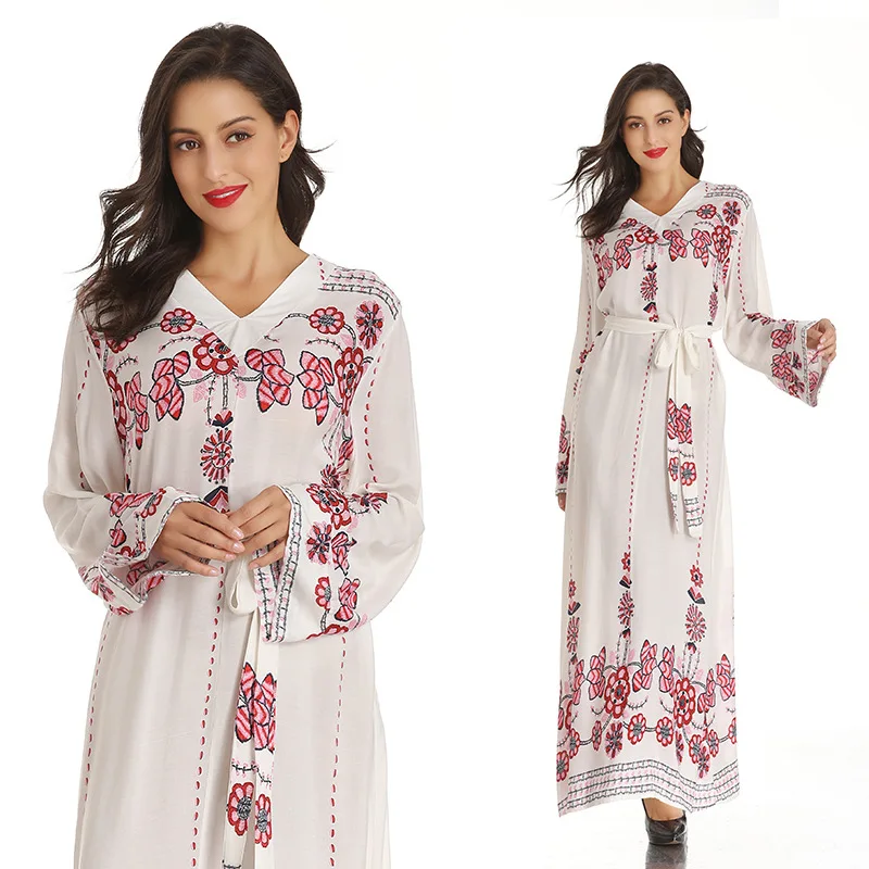 

Cothes Muslim Abaya Women Muslim Kaftan Dress Loose printed Abaya Islamic Turkish Long Dresses casual Women Muslimah abaya dubai