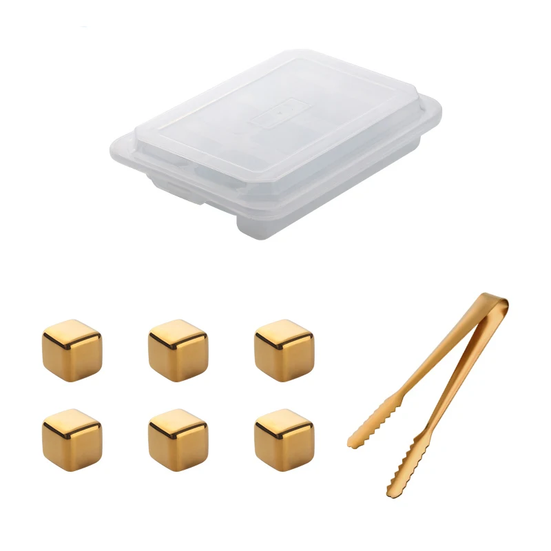 Newest Steel Ice Cubes Reusable Chilling Stones Clear For Whiskey Ice Box With Lid Wine Accessories