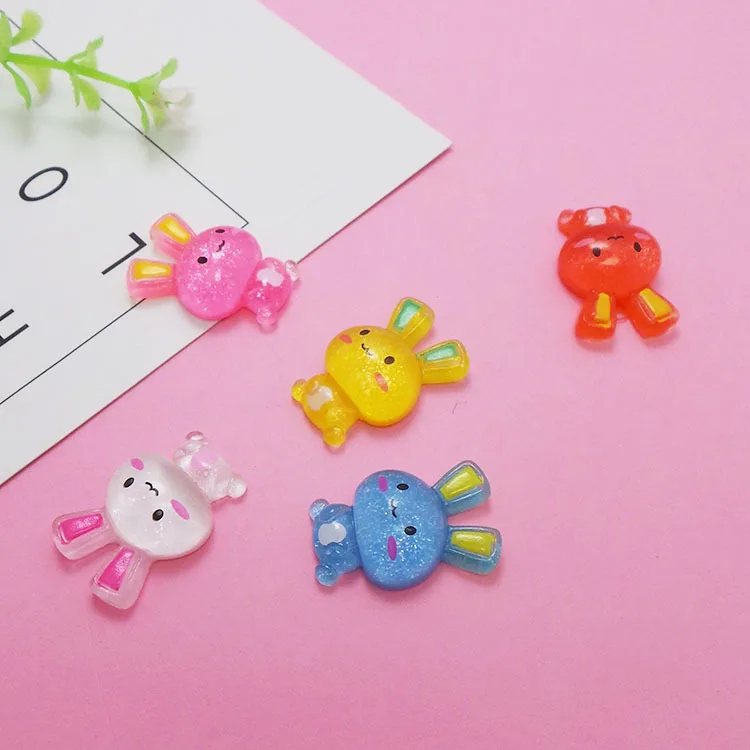 50 шт. корейские kawaii Кролик плоские резиновые кабошоны мультфильм Животные DIY украшения плоские пластмассовые Кабошоны Скрапбукинг