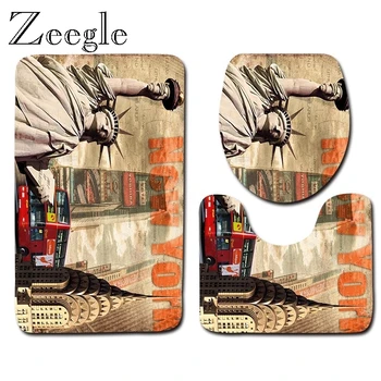 

Zeegle Bath Mat Set Anti Slip Bathroom Doormat Shower Mat Flannel Soft Toilet Seat Cover Mat Toilet Pedestal Rug 3pcs Toilet Set