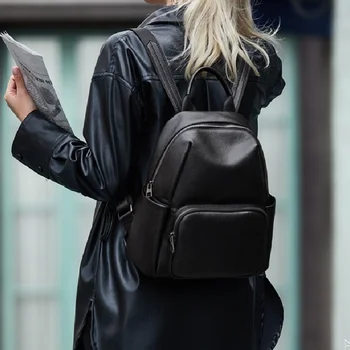 

ZOOLER Brand 2020 New Genuine Leather Backpack Women COW Leather Backpack Elegant Soft Solid Travel Tote Bags Black Bolsas#WG226