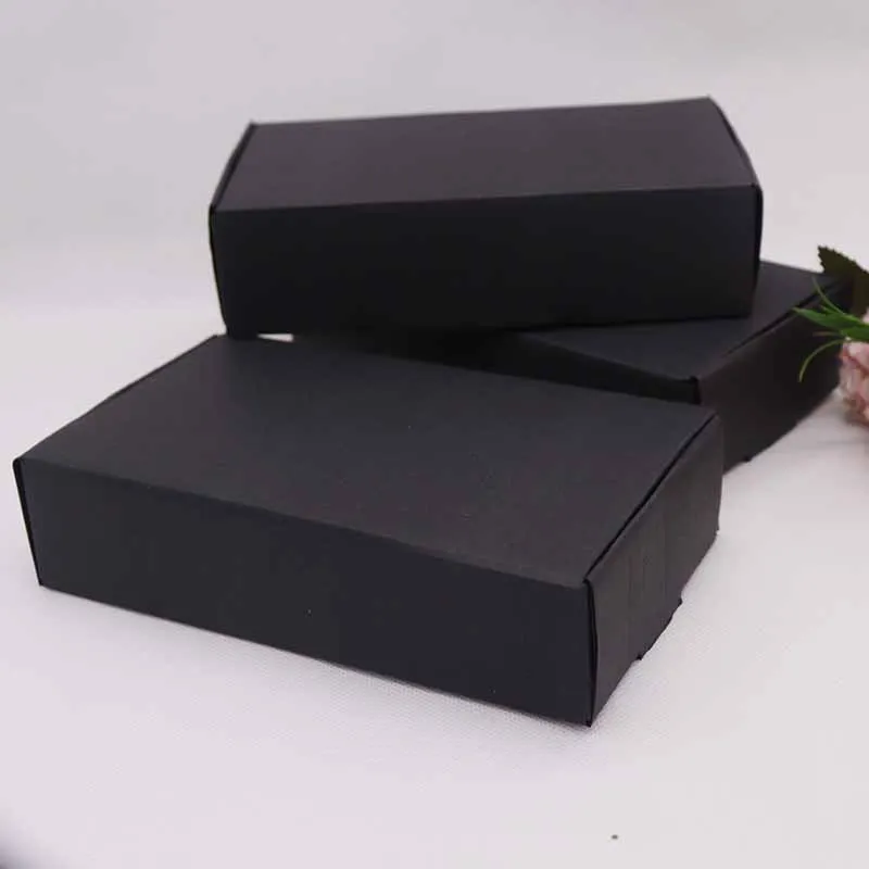 1 шт. гофрированная бумажная коробка DIY18.5x11x4.5cm черного цвета для свадьбы для вечеринки по случаю Дня рождения конфеты, печенье рождественские подарочные коробки