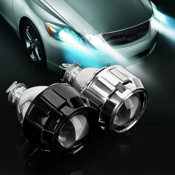 

LEEPEE For H1 Xenon LED Bulb H4 H7 Silver Black Shell 2.5 Inch Motorcycle Car Headlight Accessories Xenon HID Projector Lens