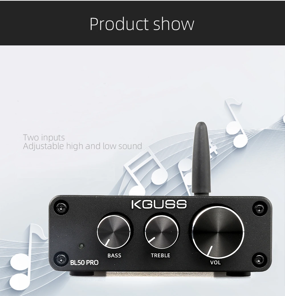 KGUSS BL50 PRO Bluetooth 5,0 QCC3003 цифровой усилитель TPA3116D2 HIFI 50 Вт* 2