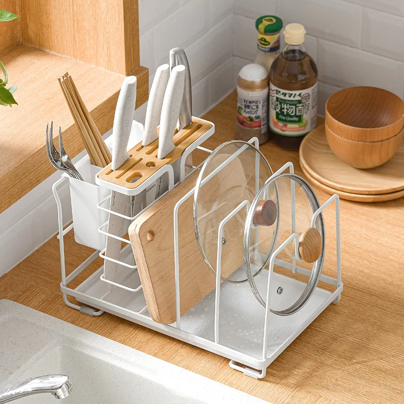 

Household Metal Shelf Creative Kitchenware Storage Organizer Rack Plate Mug Tableware Kitchen Accessories