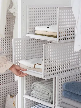 

Wardrobe storage frame drawer type multifunctional wardrobe storage basket folding multi-layer rack