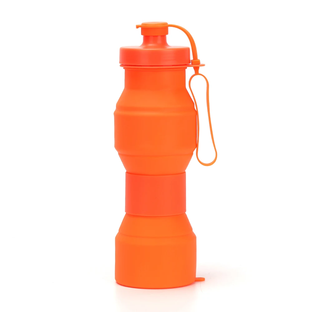 Портативная силиконовая складная бутылка для воды для спорта на открытом воздухе путешествия телескопическая бутылка складной чайник бутылка для напитков 800 мл - Цвет: Orange