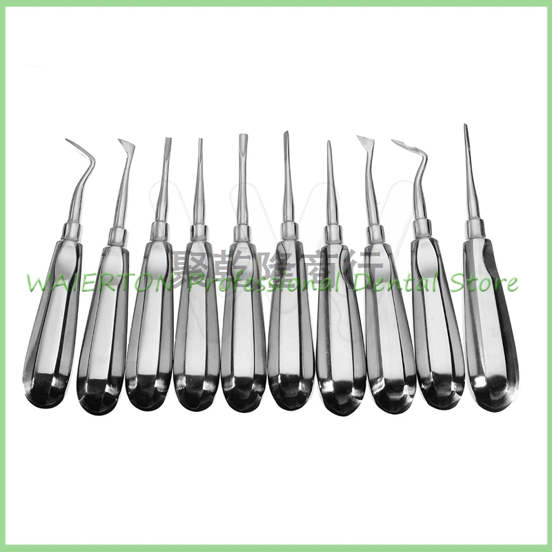 

10Pcs Stainless Steel Dental Elevator Oral Tooth Loosening Root Extraction Kit