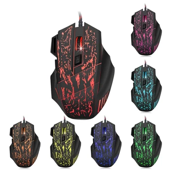 

Crack Glows Wired Gaming Mouse 5600DPI Adjustable 7 Buttons Cable USB LED Optical Gamer Mouse for PC Computer Laptop Mice