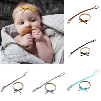 

Kidlove 2Pcs/Set Nipple Clips Soother Chain + Hairband for Infant Baby