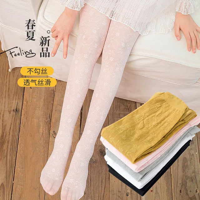 Summer New Ultra-thin Printed Mesh Children's Pantyhose Kids Girls Tights Anti-hook White Dance Pantyhose