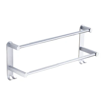 

2 Tiers Modern Simple Punch Free Wall Mounted Home Space Aluminum Heavy Duty Rustproof Bathroom Organizer Solid Towel Rack