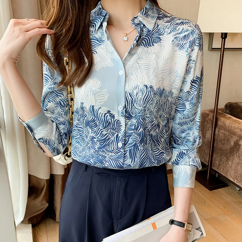 Blusa de manga larga para primavera y camisa con estampado flores 2021|Camisa| - AliExpress