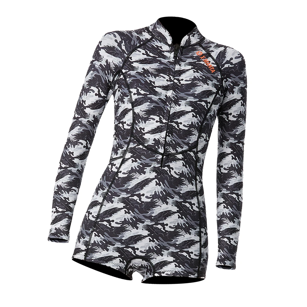 Women 1 Piece Wetsuit Front Zip Long Sleeve Diving Swimwear Women's Full Body Scuba Surfing Diving Wetsuits