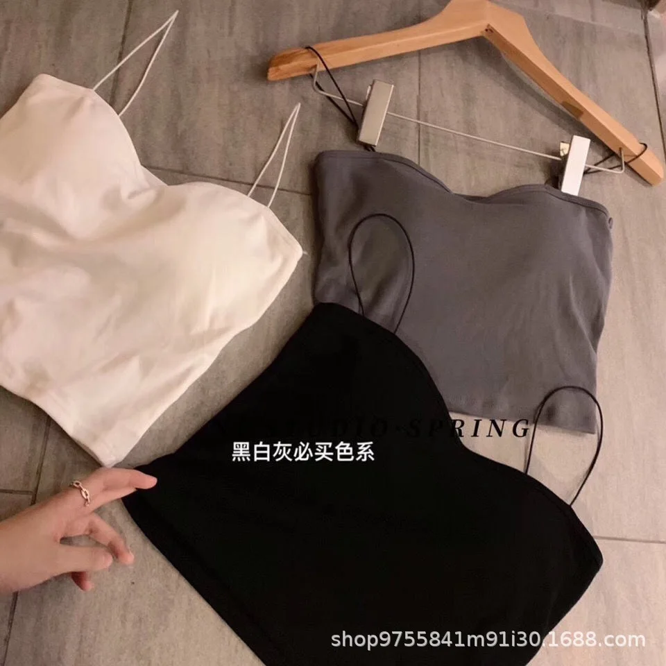 Women Tube Tops Cotton Sexy Solid Color Sports Tank Up