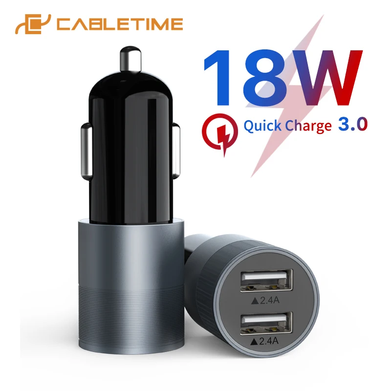 Новый CABLETIME автомобиля Зарядное устройство Dual Порты USB светодиодный Дисплей 4.8A