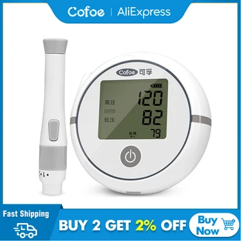 

Cofoe 2 in1 Blood Pressure and Blood Glucose Tester USB Smart chip small portable new instrument Multifunction monitor health