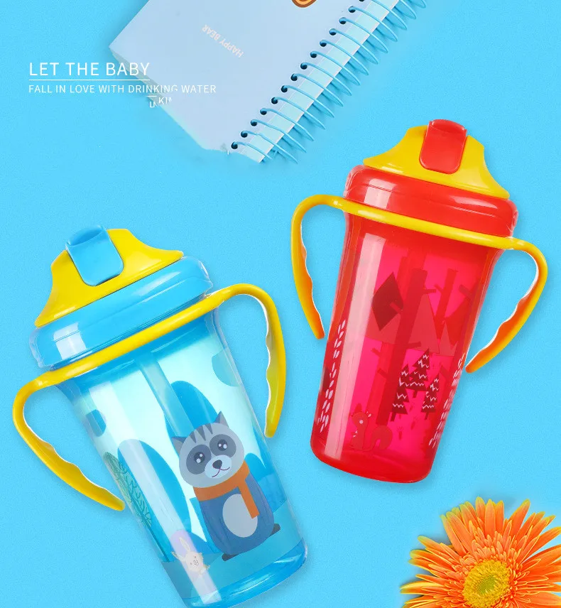 400 мл Милая Детская кружка для кормления с соломенной BPA бесплатно портативная бутылочка для кормления герметичная с ручкой детская тренировочная Tritan Bebe Copos
