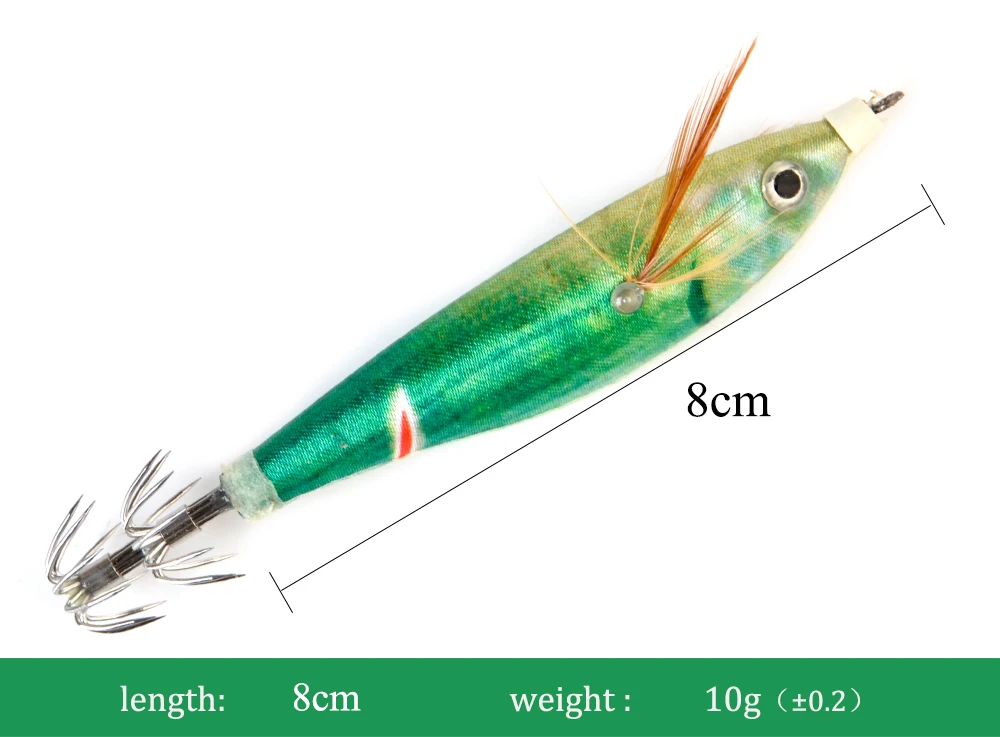 FTK Meer Angeln Köder Harten Köder Holz Garnelen 8 cm 10g Angeln Wobbler Tintenfisch Haken Jig Künstliche Köder jigging locken Octopus Köder – Detail 4