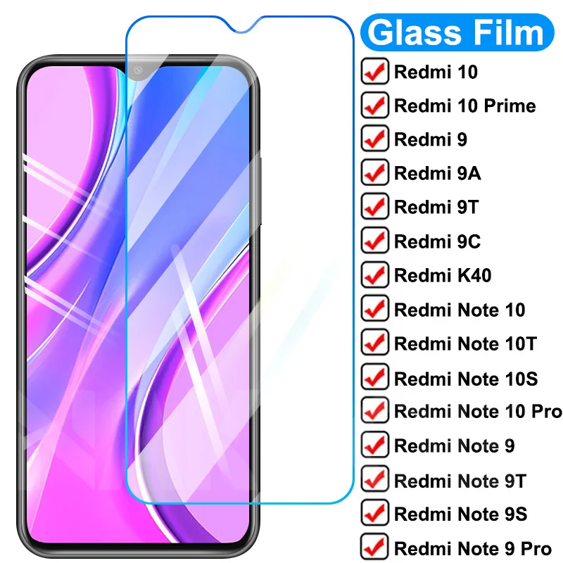 

9D Protection Glass For Xiaomi Redmi 10 Prime 9 9A 9T 9C 9i K40 Screen Protector on Redmi Note 10 9 Pro 10S 10T 9S 9T Glass Film