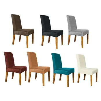 

Gold Velvet Fabric Chair Covers Warm Stretchable Elastic Seat Cover Chair Protector For Winter