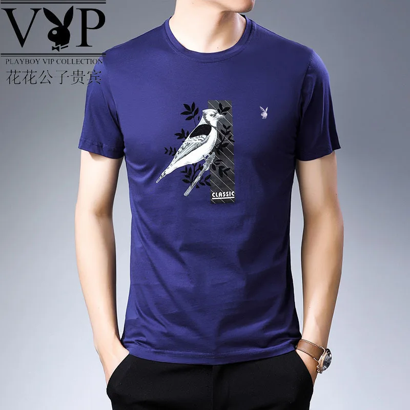 

PLAYBOY Summer New Style VIP T-shirt Printed Crew Neck Short Sleeve Pure Cotton Polo Shirt Korean-style Casual Men'S Wear Fashio