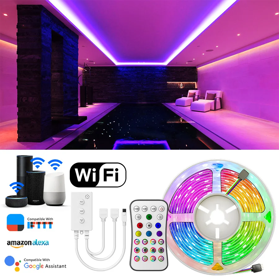SMD 5050 Светодиодная лента светильник RGB умная Wi Fi приложение Управление