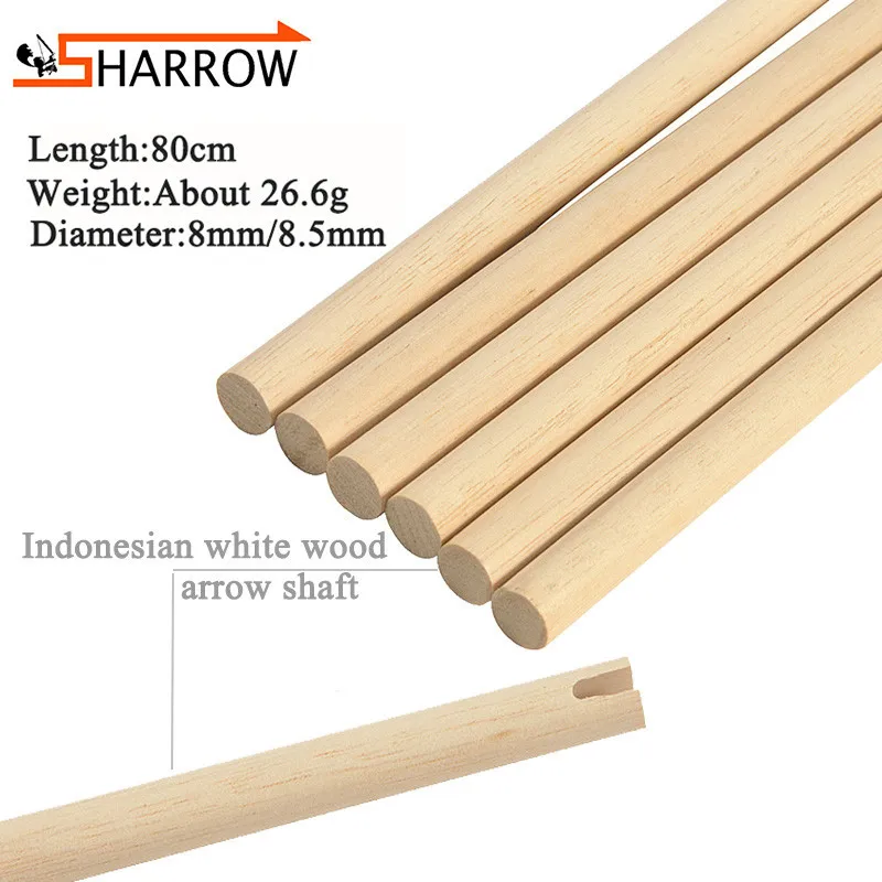 

10/12pcs 80cm Traditional Bow Shooting Wooden Arrow Shaft 30-70 Spine Handmade OD 8/8.5mm Arrowhead Hunting Archery Accessories