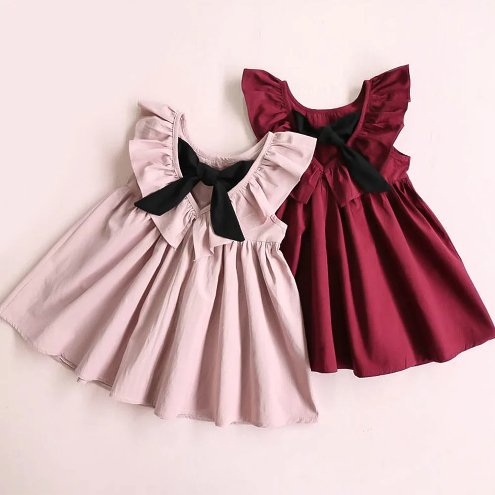 

Pink/Drink Red Bow Party Dress Summer Bow Dress Princess Vacation Sweet Beach School Outdoor Elegant Tutu Dresse Comfortable