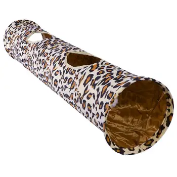 

POPETPOP 1PC Pet Tunnel Nontoxic Leopard Print Space-Saving Collapsible Tube for Rabbits Pets Dogs Cat 120x250 cm