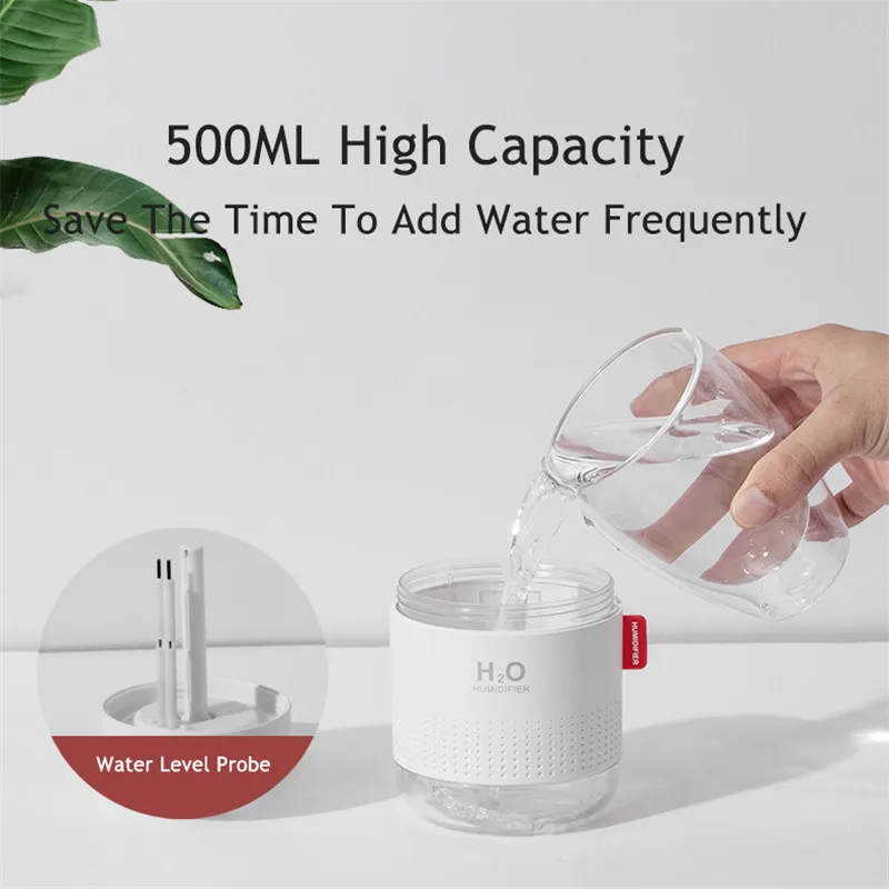 500ml USB Air Humidifier Snow Mountain Essential Oil Diffuser For Home Air Mist Maker Humidifier with Warm Night Light